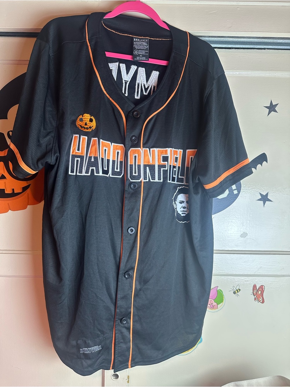 Michael Myers Haddonfield Black & Orange Halloween Baseball Jersey size 3X
